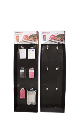 Corrugated POP Floor Display Rack Practical Lightweight With Plastic Hooks