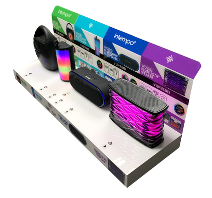 Sturdy LED POP Speaker Display Stands PVC Material Multiscene