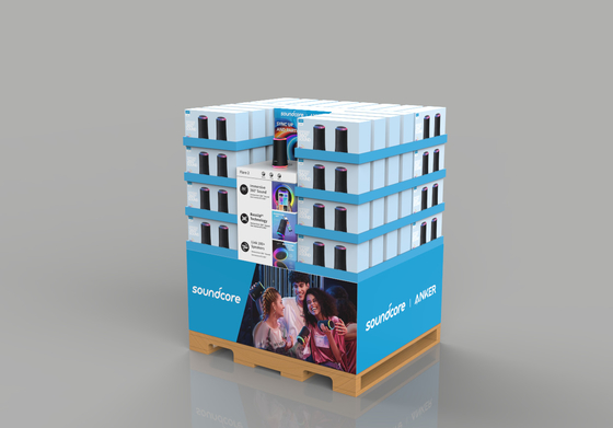 4 Layers Speaker Corrugated Display Stands Pallet For Trying Megastore