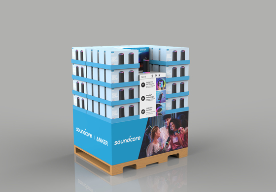 4 Layers Speaker Corrugated Display Stands Pallet For Trying Megastore