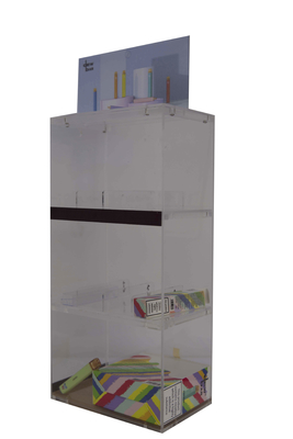 Odorless Corrugated Floor Display Box Antiwear 3 Layers Organic Glass